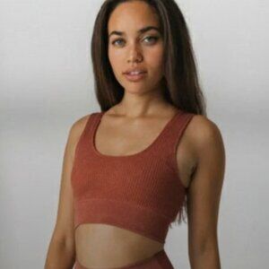 Balance Athletica/Vitality Channel Sports Bra Sunstone Ribbed Removable Pads